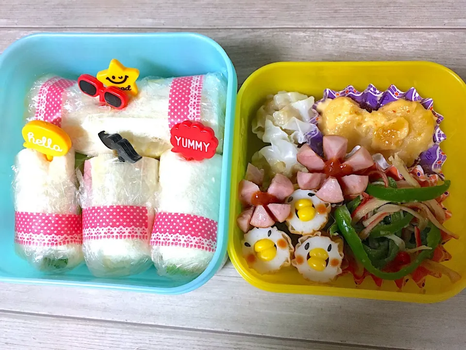 サンドイッチ弁当
 #学童弁当  #お弁当  #冬休み学童弁当  #冬休み  #娘弁当 #サンドイッチ #サンドイッチ弁当  #くるくるサンドイッチ|こむぎさん