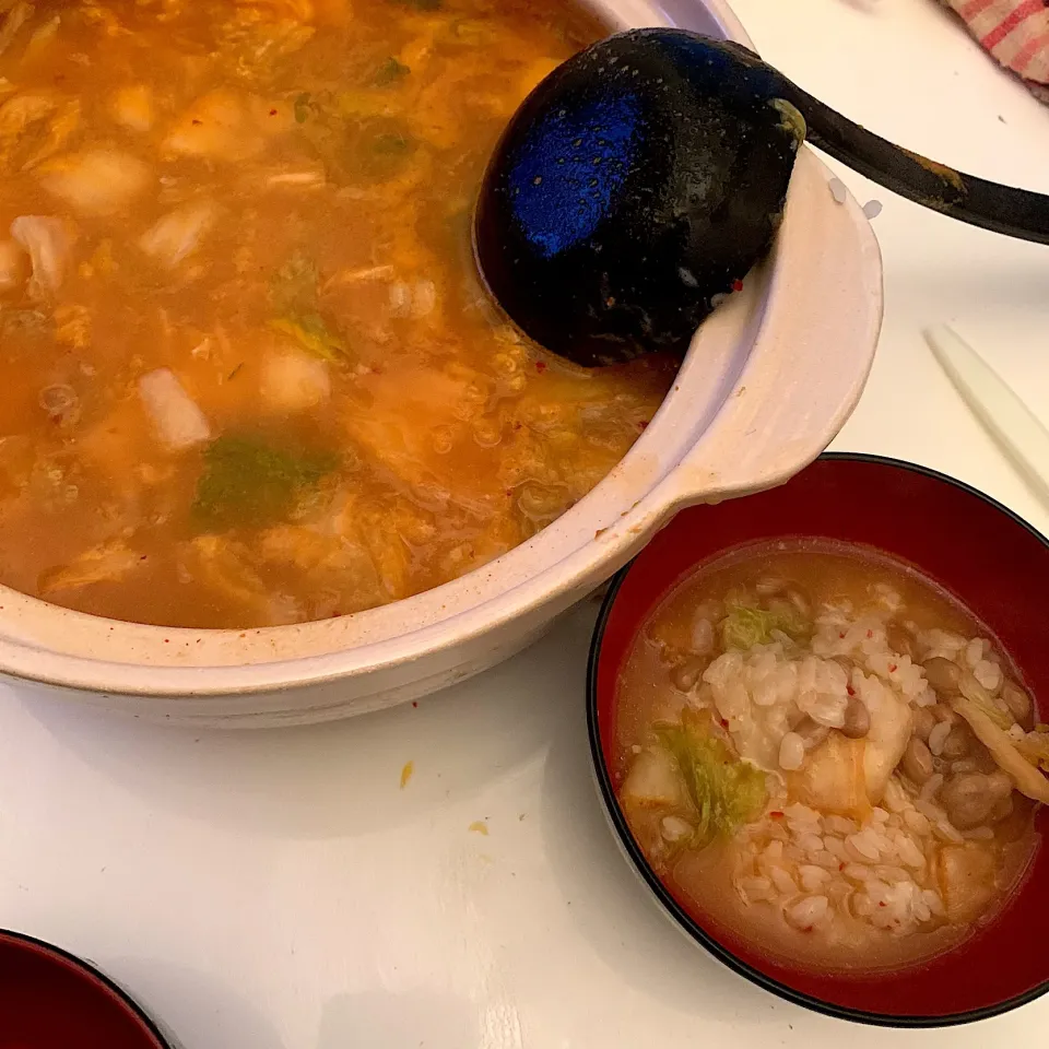 Snapdishの料理写真:納豆キムチ雑炊|もかさん