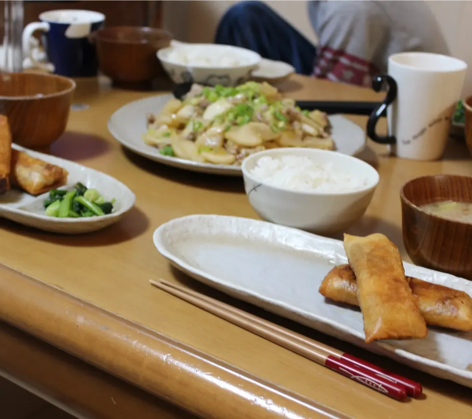 今日の晩御飯 肉味噌春巻き定食|N あいりーんさん