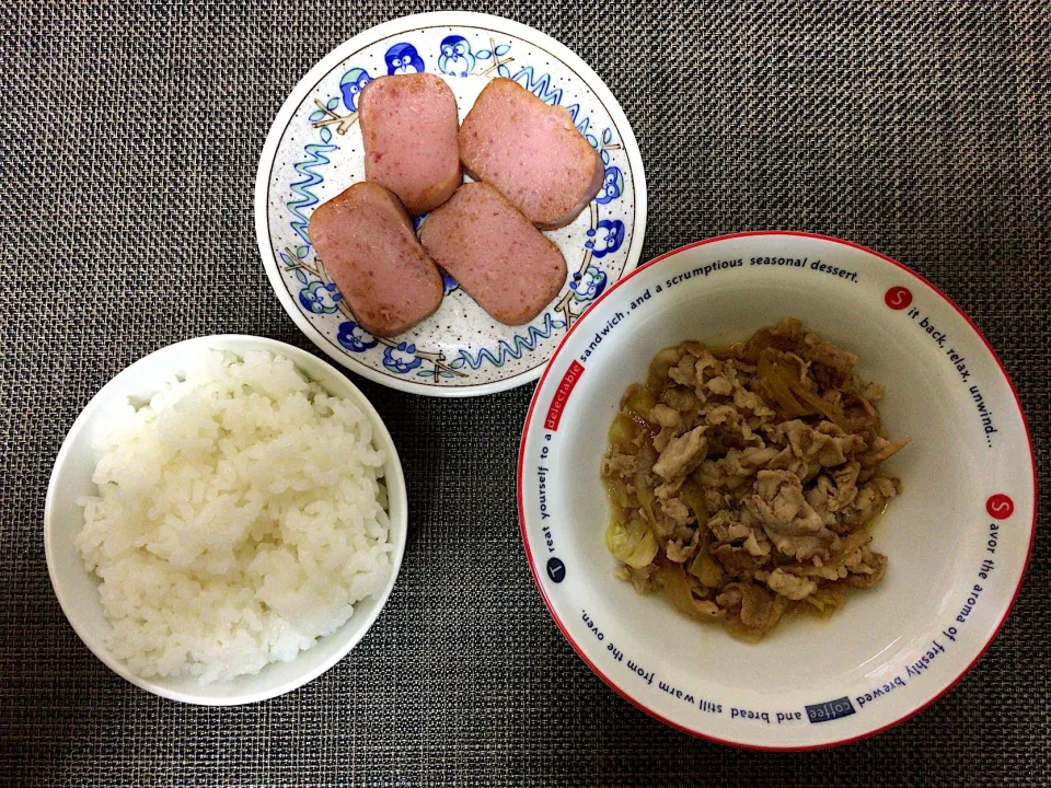 Snapdishの料理写真:豚肉玉ねぎ炒め(ハーフ)ご飯|ばーさんさん