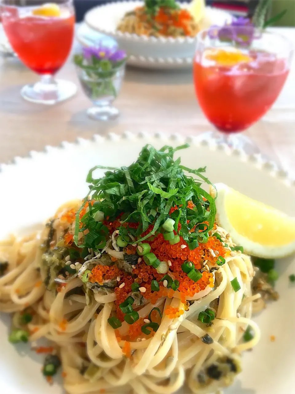 たらこと高菜のカリカリプチプチパスタ|らんさん