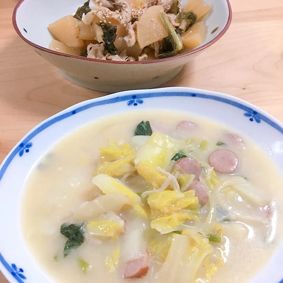 ミルクスープ
大根と豚こまの煮物|よんさん