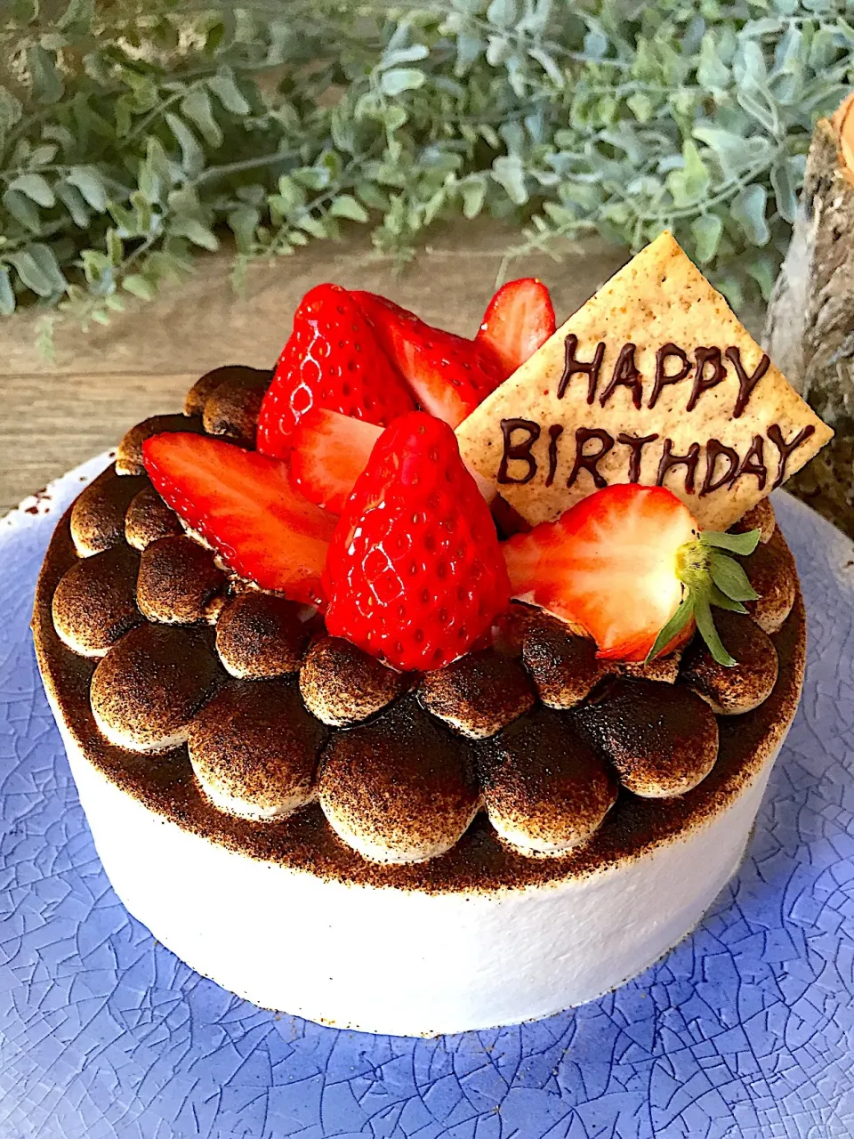 Snapdishの料理写真:ほうじ茶ティラミスのバースデーケーキ🎂|あつみんさん