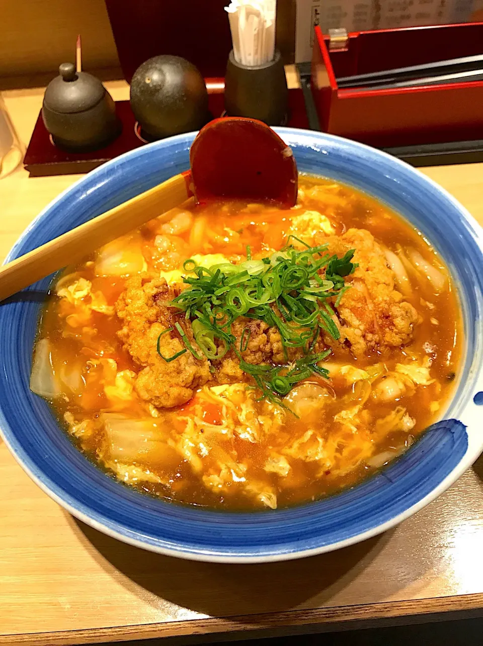 Snapdishの料理写真:水山「黒酢あんかけうどん」鳥竜田のってるやつ。|skymogu♪さん