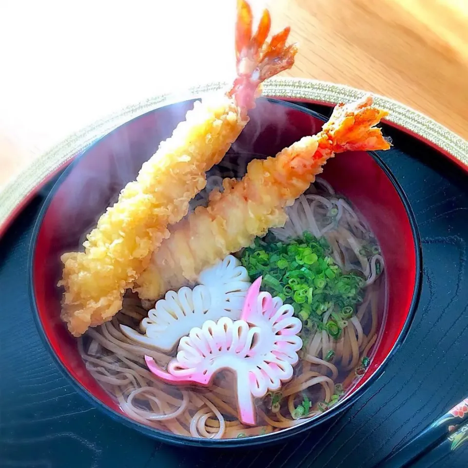 朝ごはんを食べよう❣️年越し蕎麦で朝ごはん🍤|あしゃぱんさん