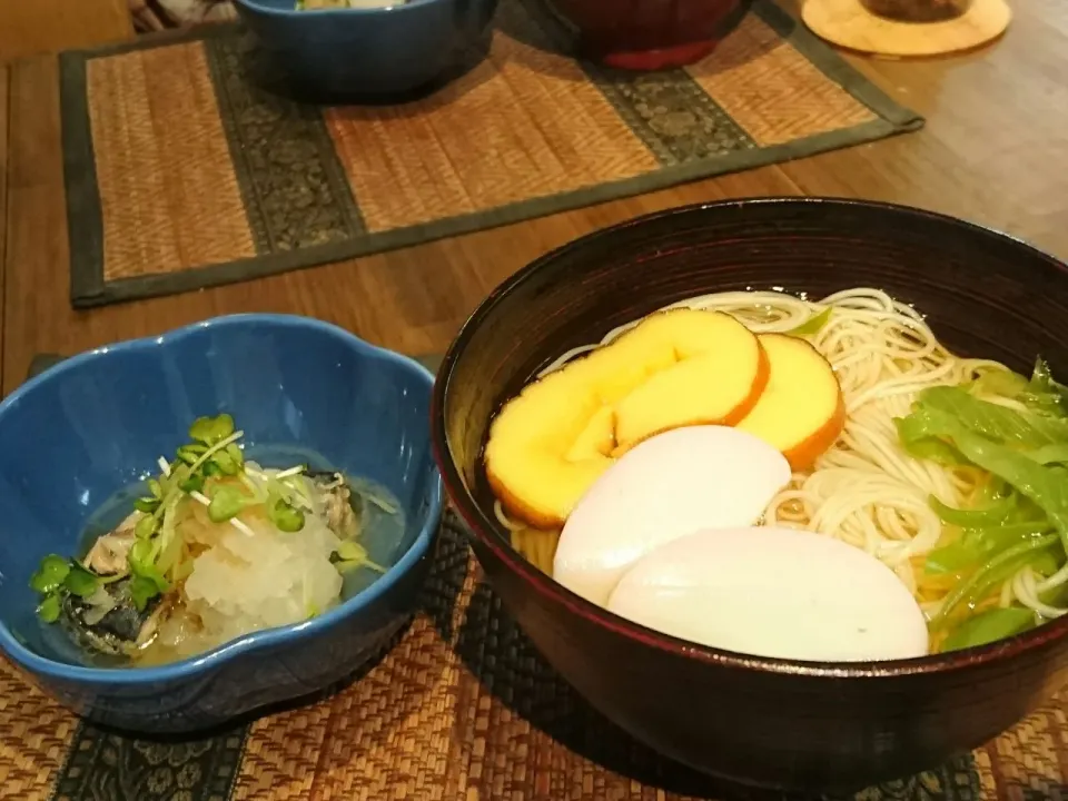 にゅうめん&サバ缶おろし|まぐろさん