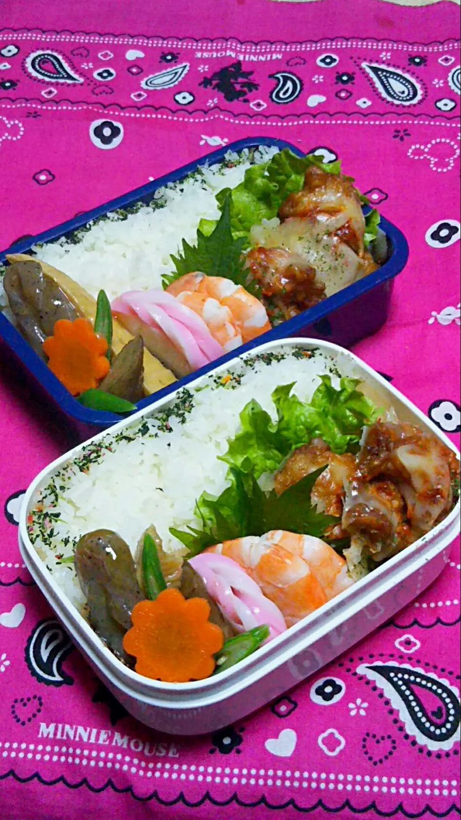 息子のお弁当(ﾘｸ、肉にチーズのっけた奴😗)|かあたん(元ポップン)さん