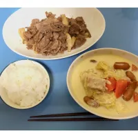 Snapdishの料理写真:クリームロールキャベツ、豚肉とエリンギの炒め物|關谷留美伊(旧 佐藤)さん