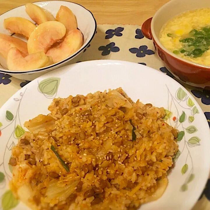 ツナ納豆キムチ炒飯|❁❁❁さん