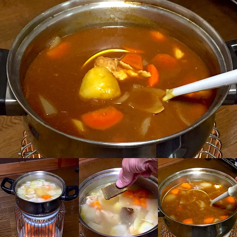 Snapdishの料理写真:昨晩の玉ねぎごろっと鶏塩鍋のスープでカレー!  (^-^)|Kei Satoさん