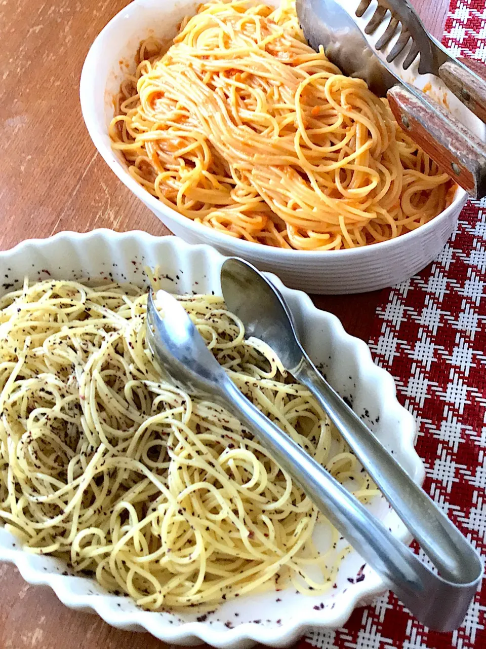 カニトマトクリームパスタとゆかりパスタ|とみぃさん