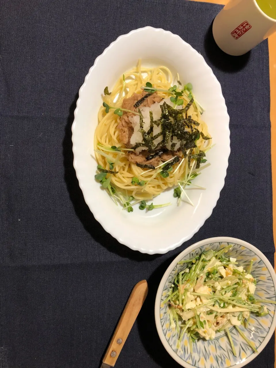 ●ツナと大根おろしの和風パスタ●豆苗の卵サラダ|shinsさん