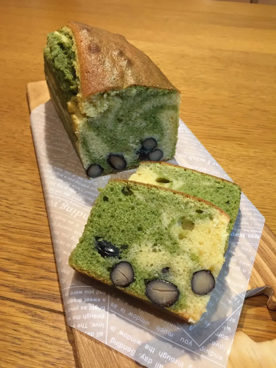 黒豆入りしっとり抹茶のマーブルパウンドケーキ|まつださんさん