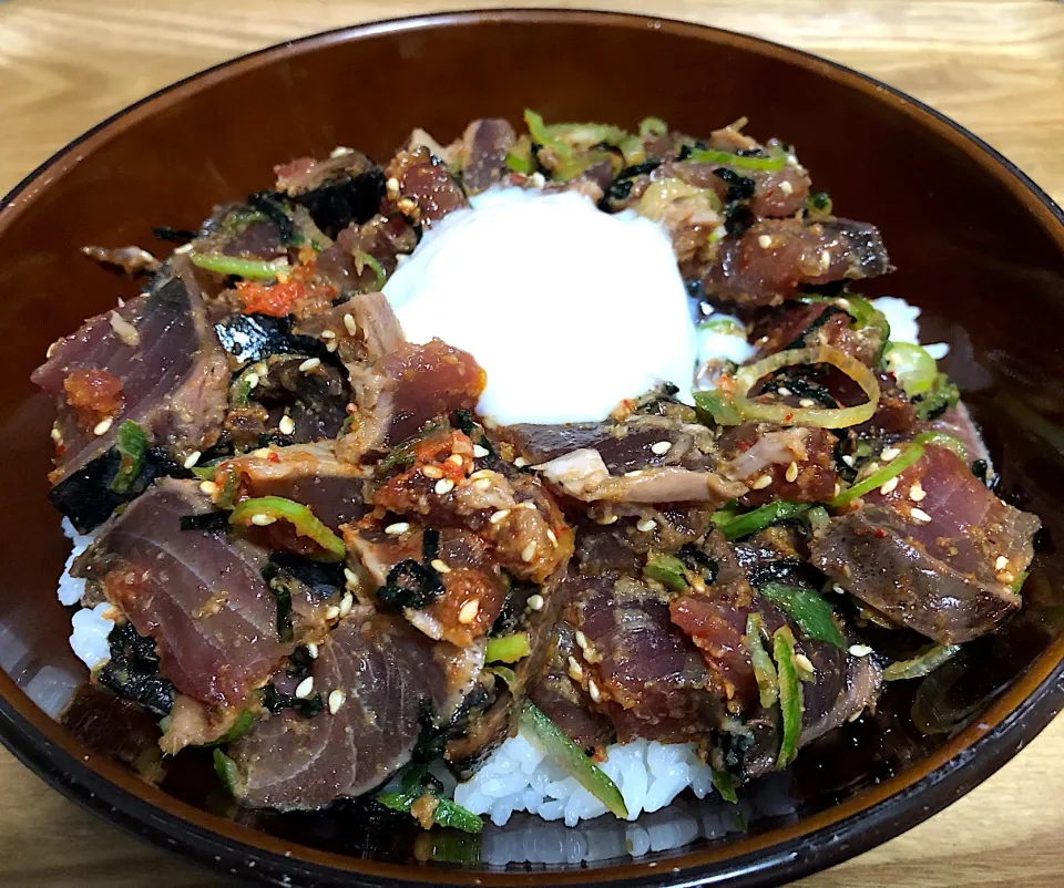 鰹のたたきユッケ丼|まぁたんさん