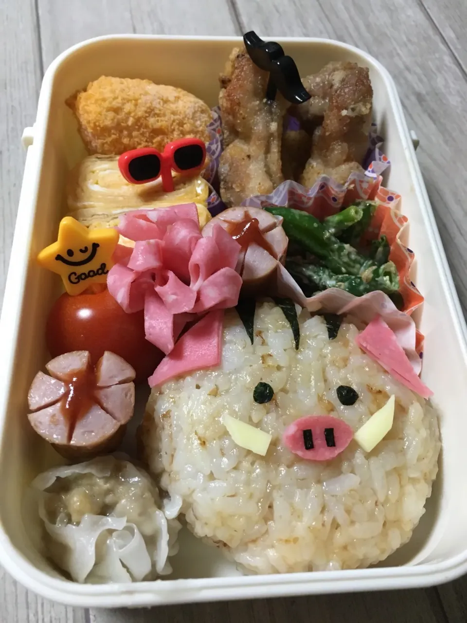 いのしし弁当
 #お弁当  #冬休み学童弁当  #冬休み  #学童弁当  #キャラ弁 #いのしし #干支弁当|こむぎさん