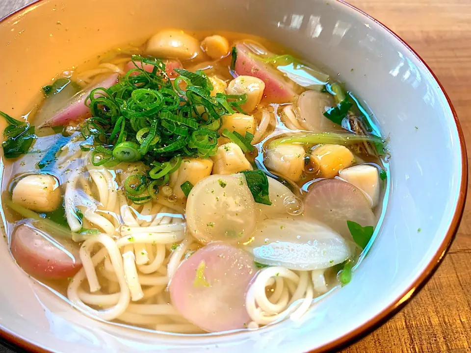 貝柱の七草あんかけ温めん2|半田手延べそうめんの店 阿波や壱兆さん