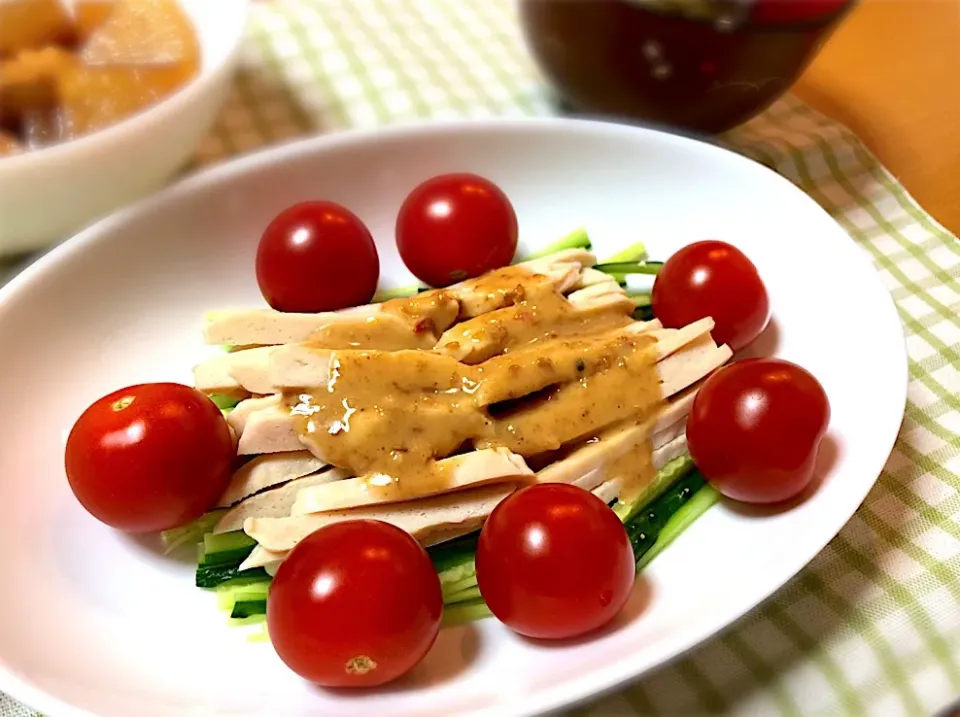 サラダチキンで棒棒鶏|たにゃーさん