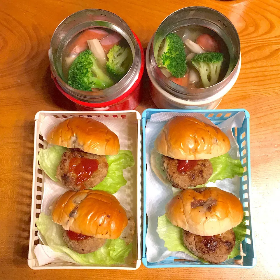 ハンバーガーとポトフ弁当|ツインズママさん