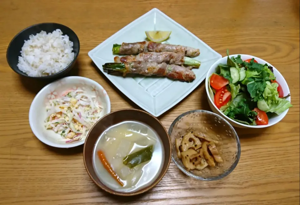 『畑の収穫品消費晩ごはん。ねぎの豚肉巻き』|seri-chanさん