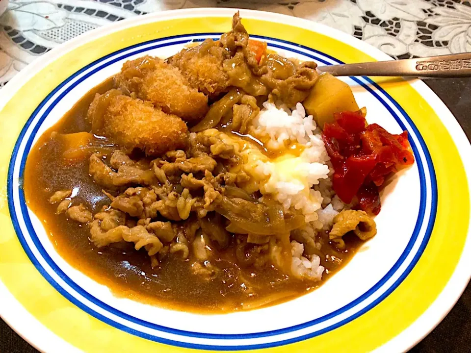 広島風カレーライス🍛😂|アライさんさん