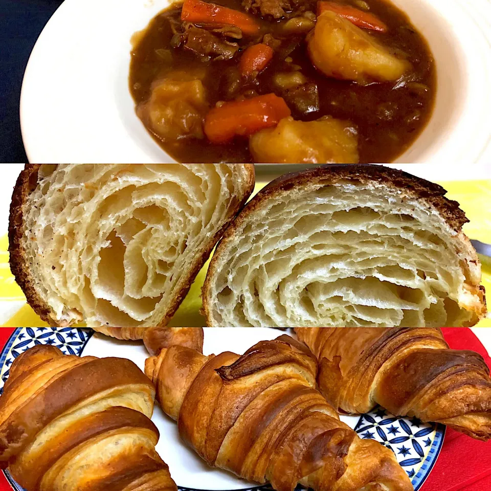 Snapdishの料理写真:ビーフシチューと手作りクロワッサン🥐|hiroshi40さん