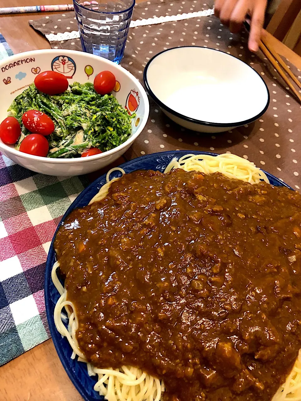 ミートソースのパスタ
ブロッコリーの明太マヨ|ピヨまるさん