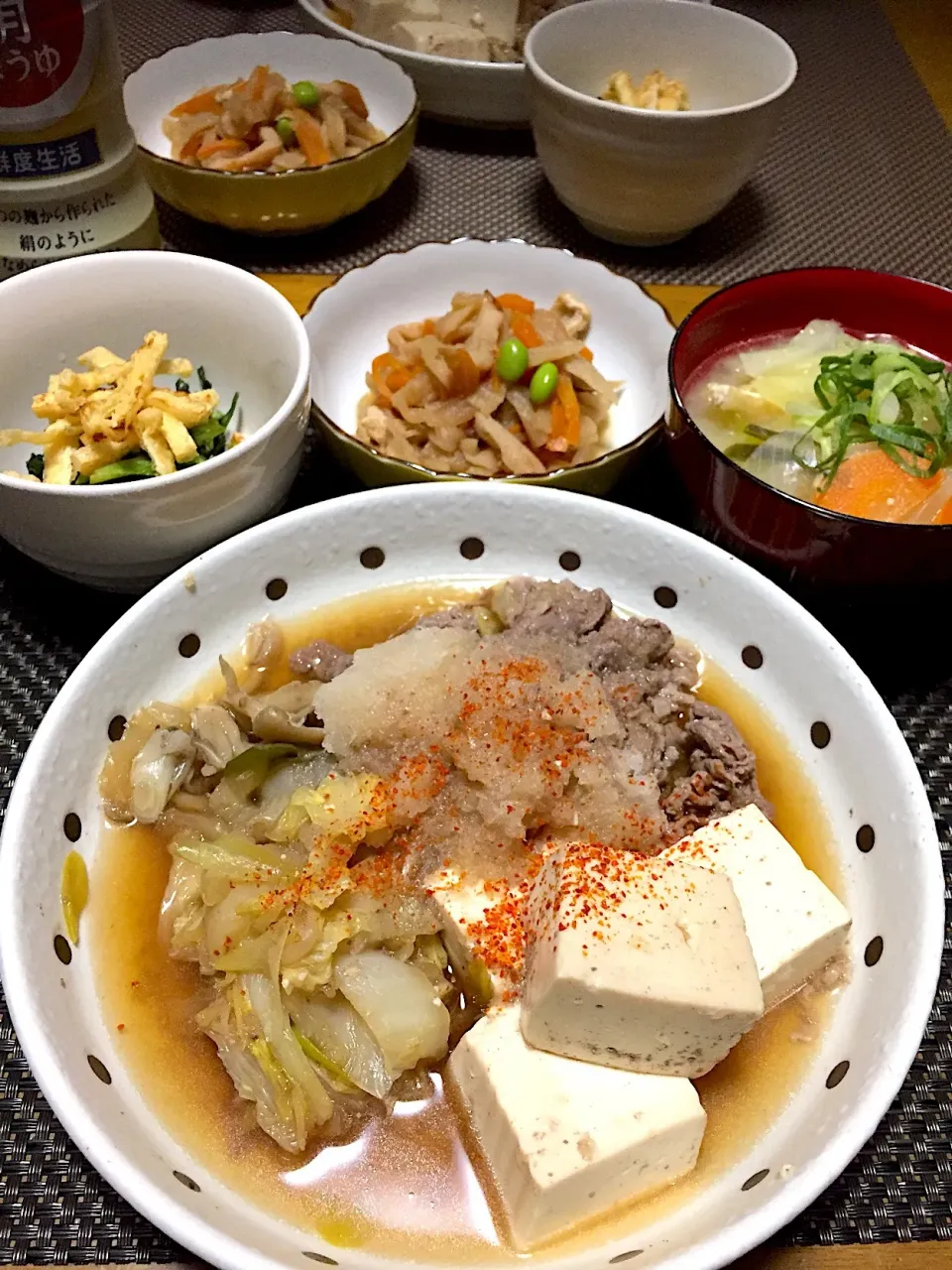 おろし肉豆腐の晩御飯2019.1.9|くっきいママさん