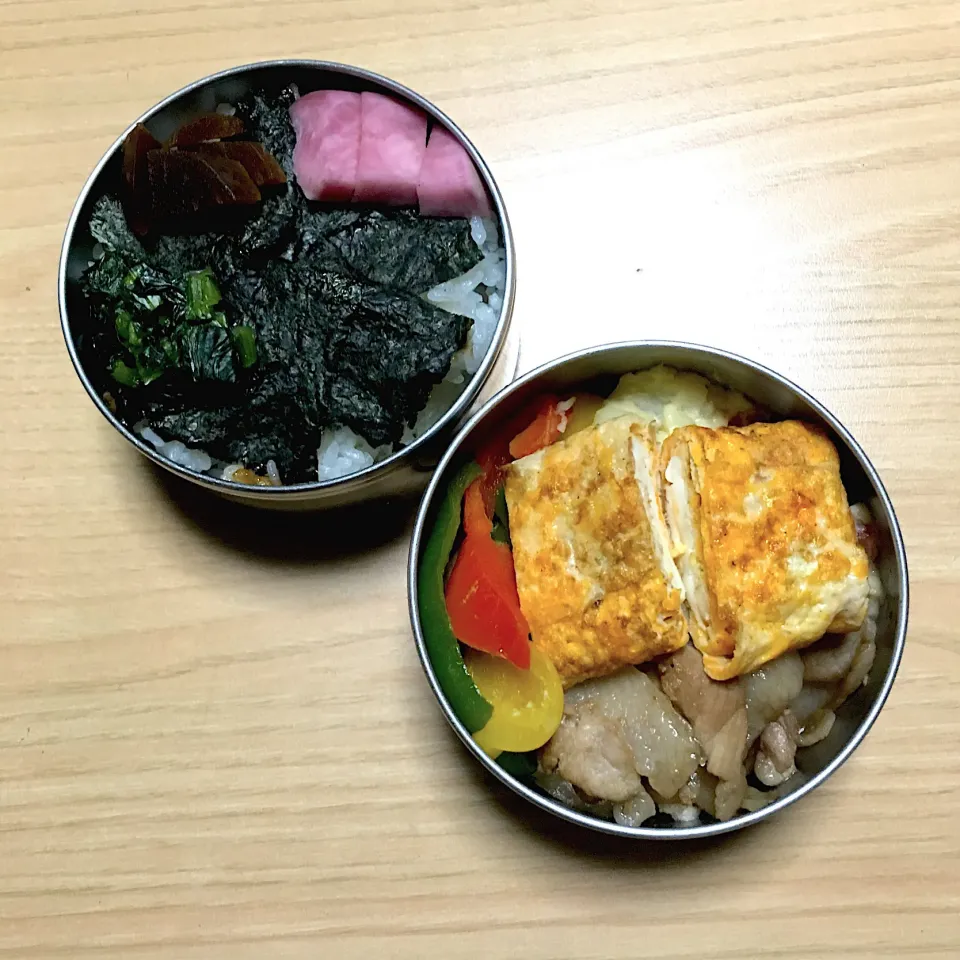 Snapdishの料理写真:今日のお弁当‼︎ 10 January
 #お弁当  #弁当  #obento  #お弁当の記録  #実家のお母ちゃん  #焼肉弁当  #海苔弁|Yoshinobu Nakagawaさん