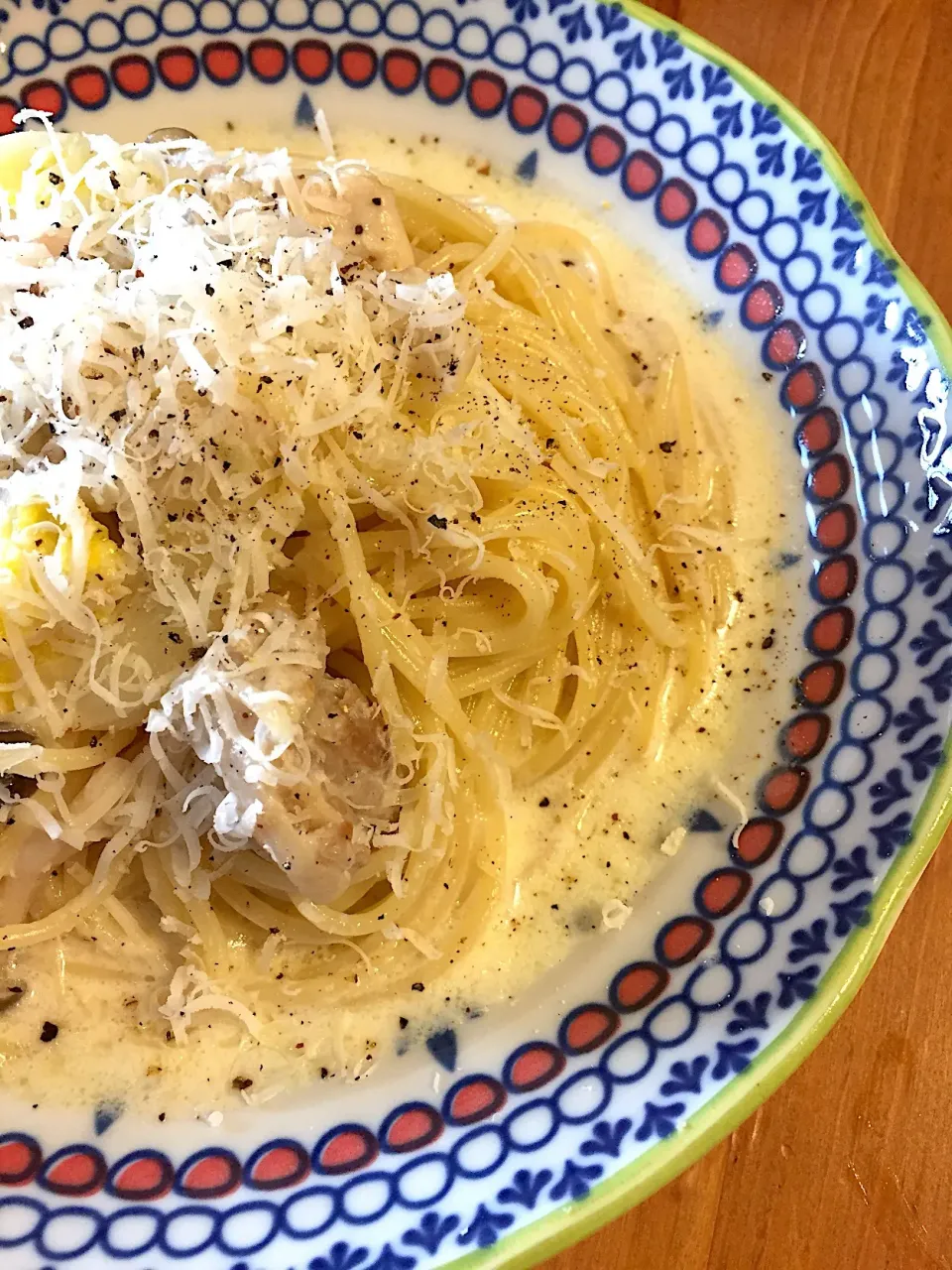 本日のランチ 思いつきパスタ 鶏肉と白菜とキノコのミルクチーズパスタ作ったよ🍝|NOMU'S キッチン🍳さん