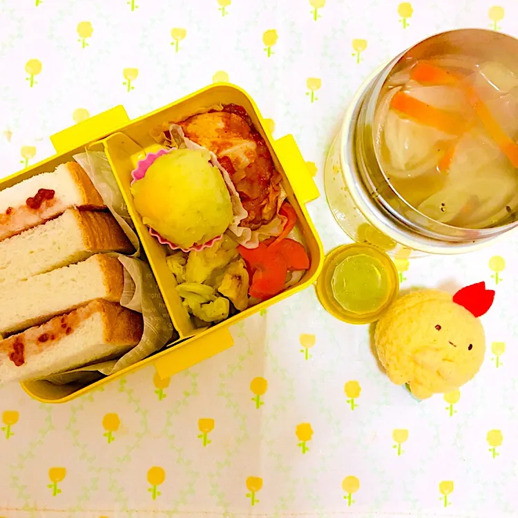 2018.01.11 サンドイッチとスープ弁当🌼|えまむらさん