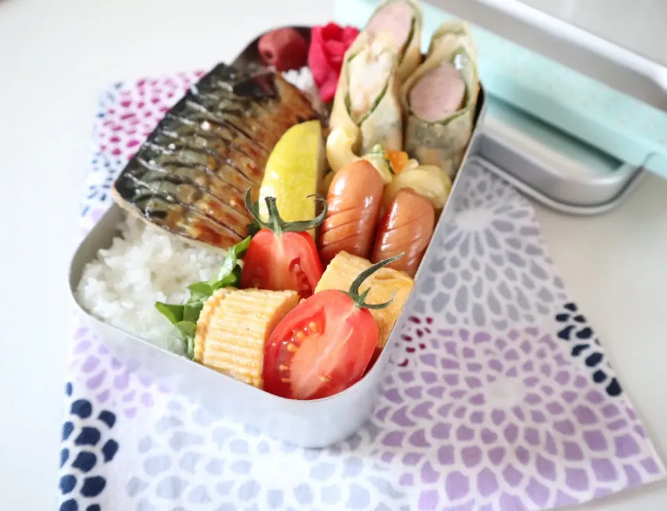 中学生男子弁当🍱
色々春巻きと、塩鯖🐟|なかじー。さん