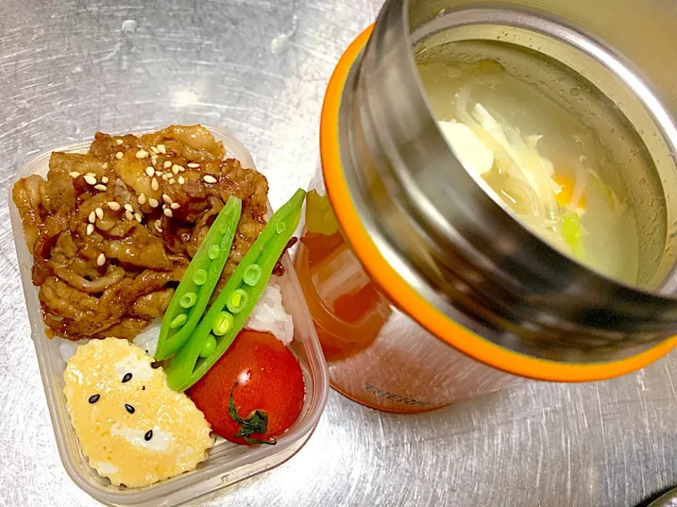 プチ焼肉丼と野菜スープ|ヅッキーさん