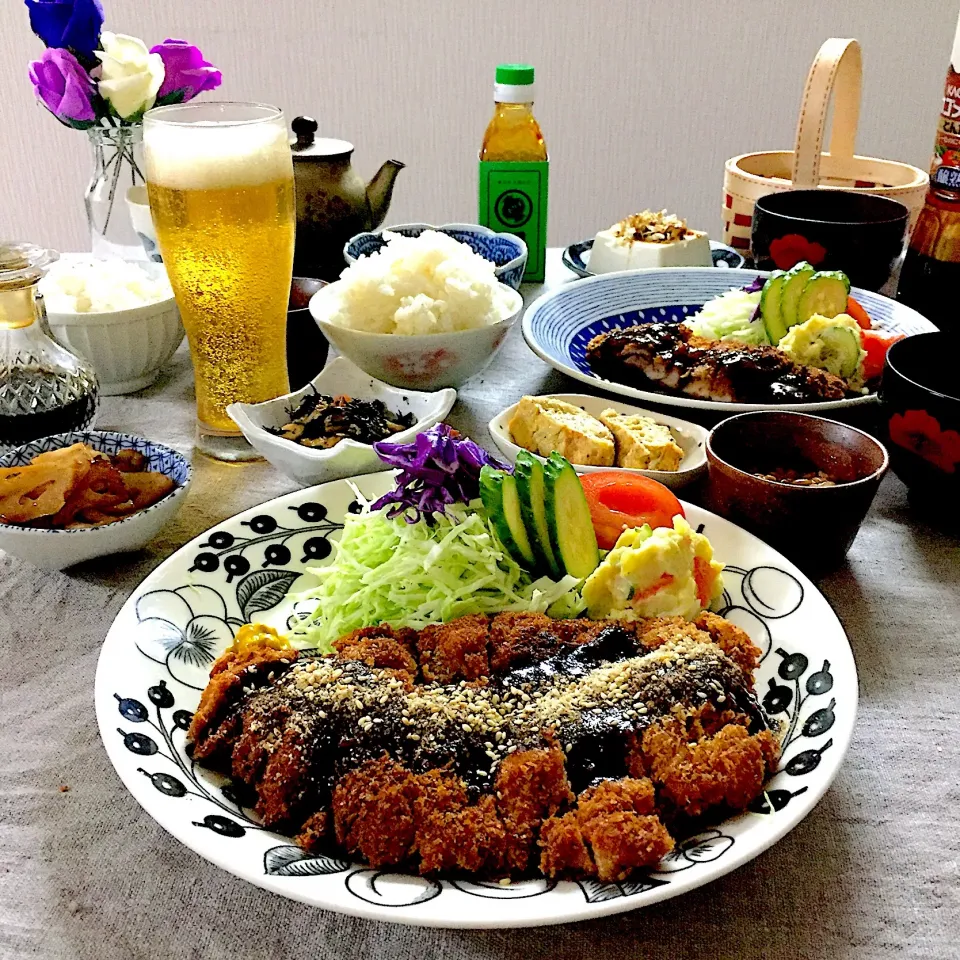 チキンわらじカツ定食🍚 #晩ご飯  #夕食  #家庭料理  #おうちごはん|ゆかりさん