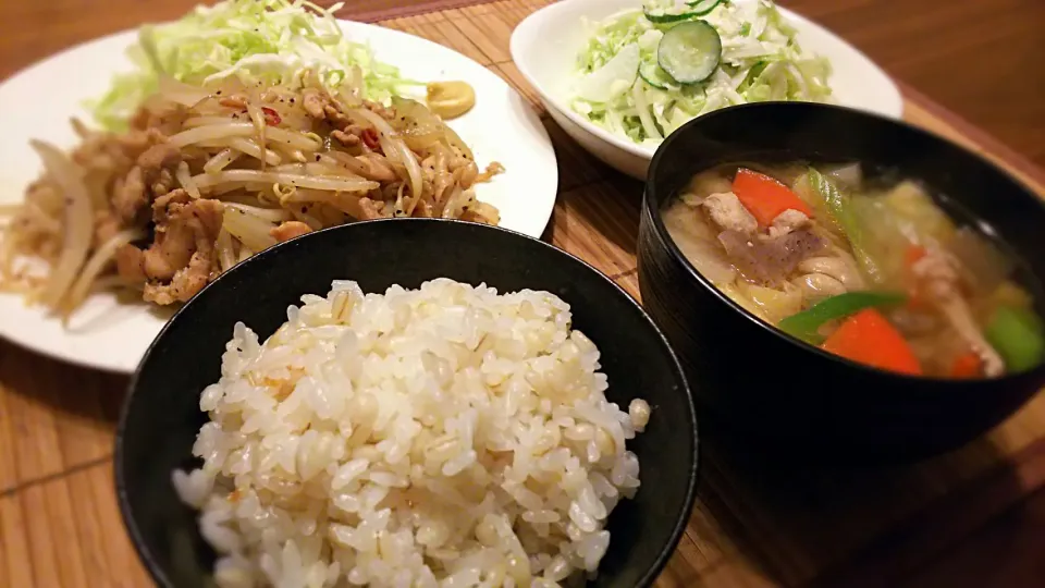 鶏肉ともやしの生姜炒め～
の晩ごはん✨|kaz(*･ω･)さん