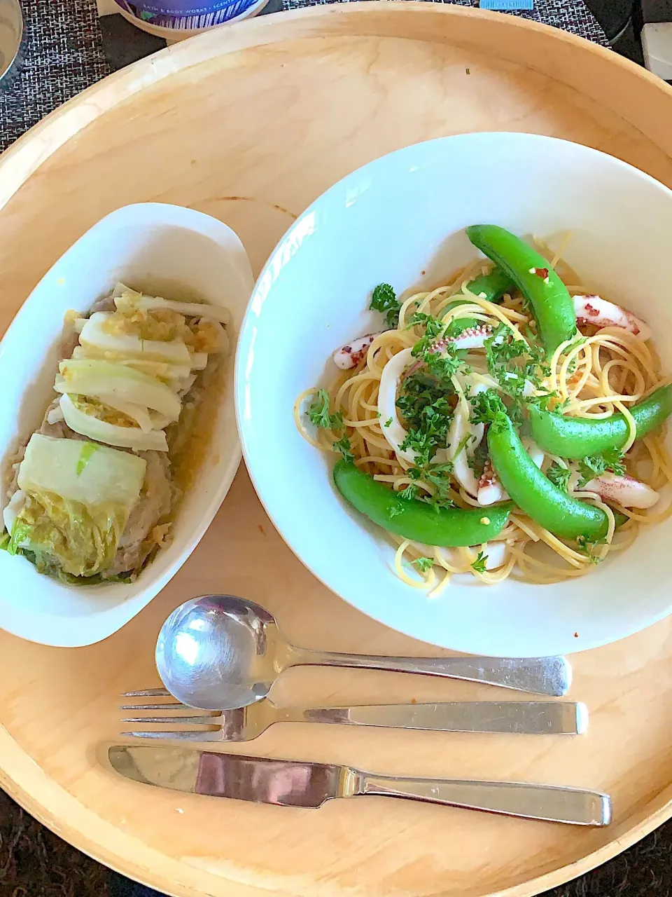 イカのペペロンチーノと白菜と豚肉のレモンミルフィーユ|紫…さん