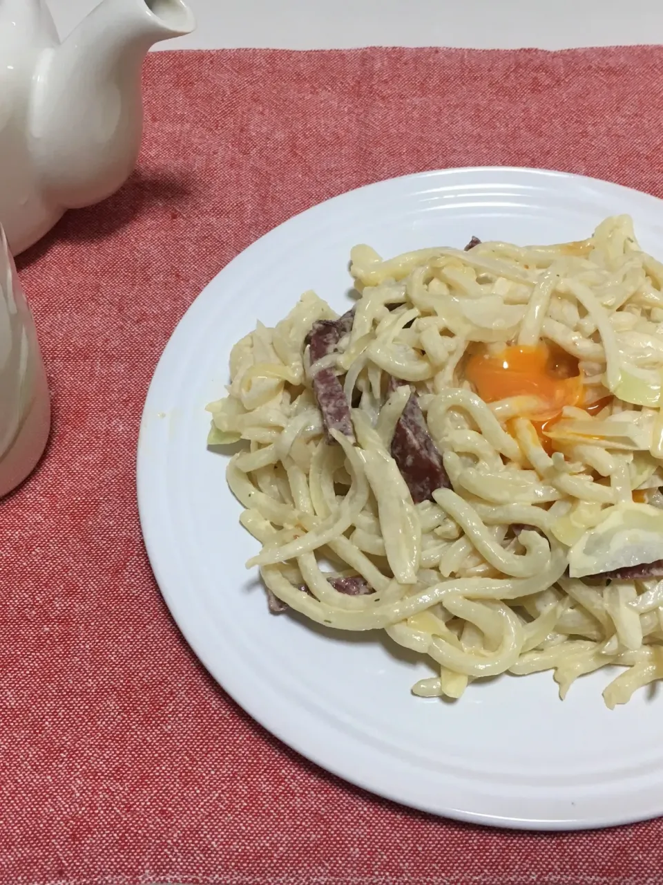 カルボナーラうどん|さくらさん