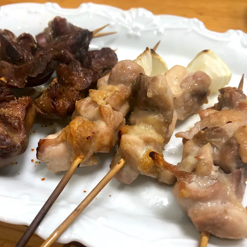 Snapdishの料理写真:お家焼き鳥 鶏モモ塩|チルさん