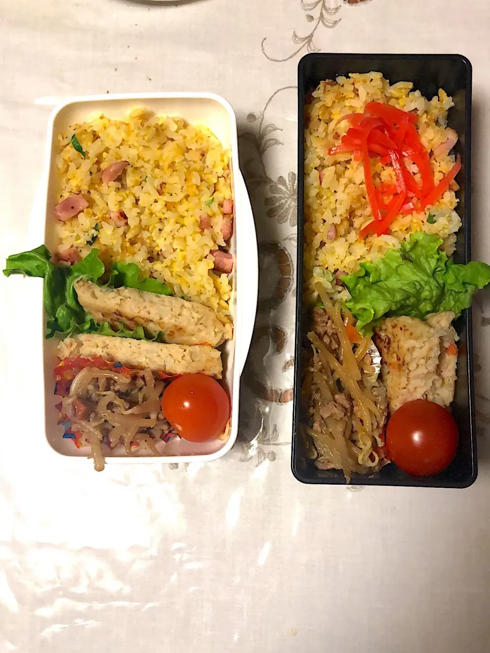 女子高生弁当 #ふたりごはん  #五目御飯 #時短 #ぱらぱらチャーハン #豆腐ハンバーグ #もやし炒め|Eriko  Naraさん