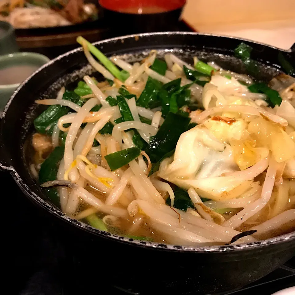 Snapdishの料理写真:牛もつ鍋焼きラーメン定食(´◡͐`)❤️|さくらさん