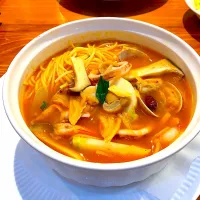 Snapdishの料理写真:茸とキムチスープパスタ|じ⃣ゅ⃣さん