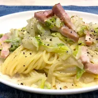 ブロックベーコンと白菜の時短スープ風パスタ|nuabomeuさん