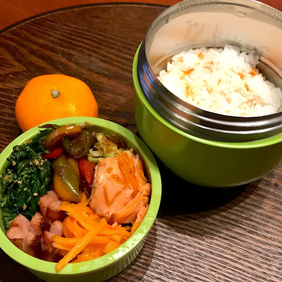 今日のお弁当🍱
焼き鮭
春菊のお浸し

雨あがりの朝
今日も寒くなりそうです
あたたかい服装で
今日も元気に
いってらっしゃい👋😊|mokoさん