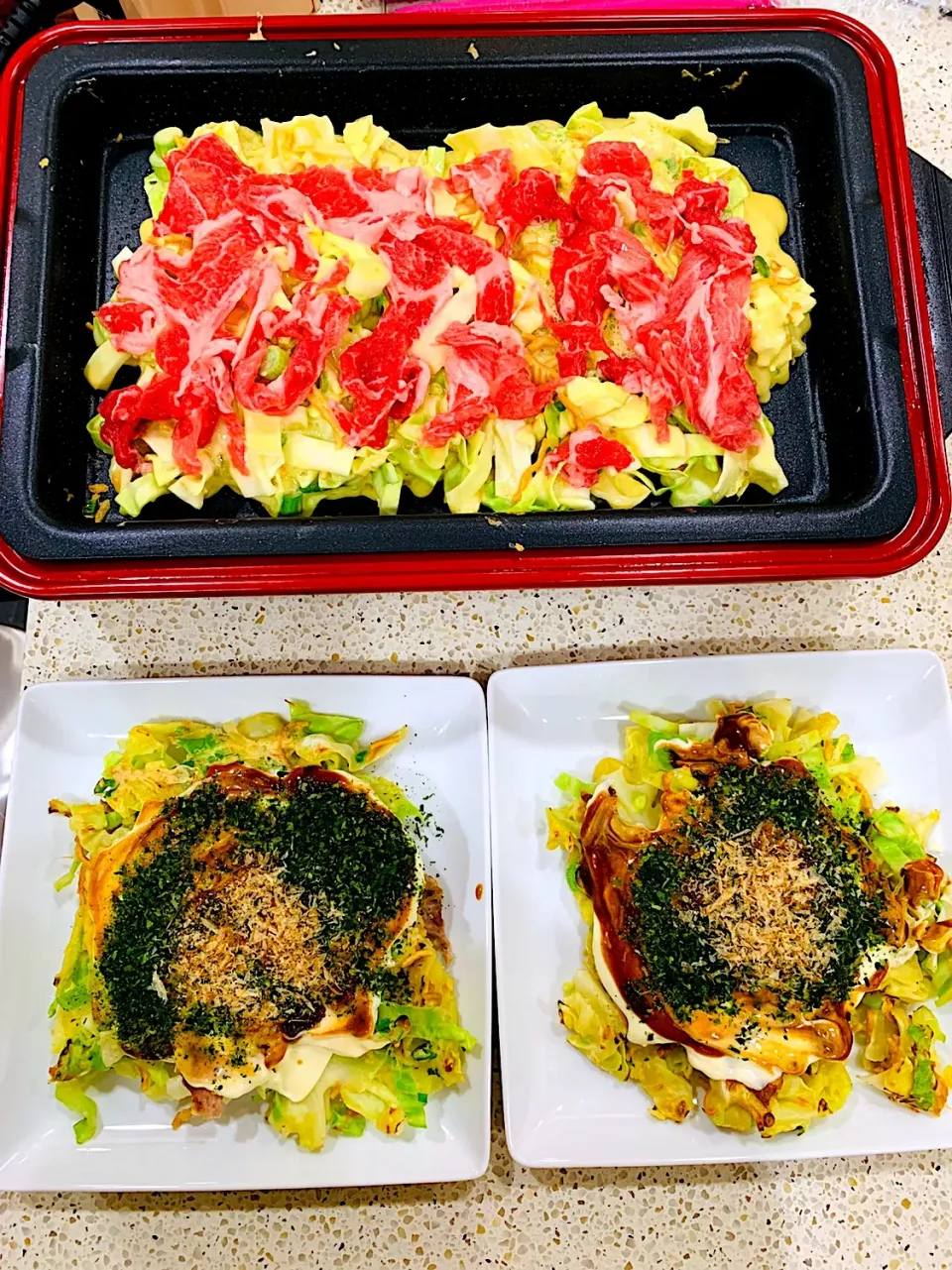 Snapdishの料理写真:大阪の味をレコルトで再現 お好み焼き|Miyukiさん