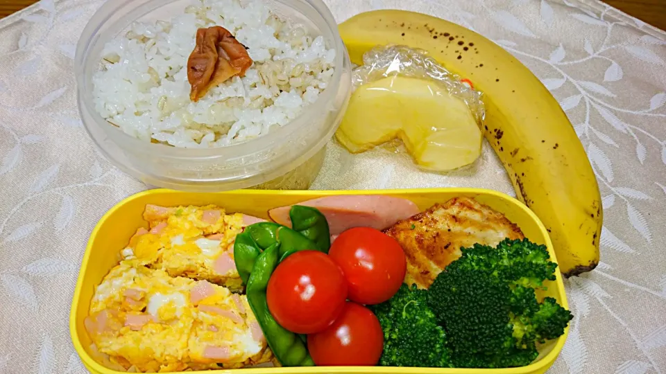 1/17のお弁当
 #魚肉ソーセージ入り卵焼き #カジキマグロの照り焼き #絹さや|卯月さん