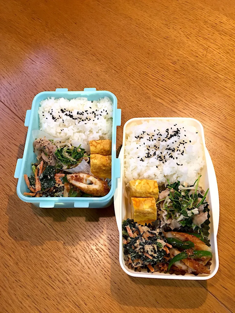 高校生息子の弁当&パパ弁当  再栽培した豆苗の塩レモン炒め|まつださんさん