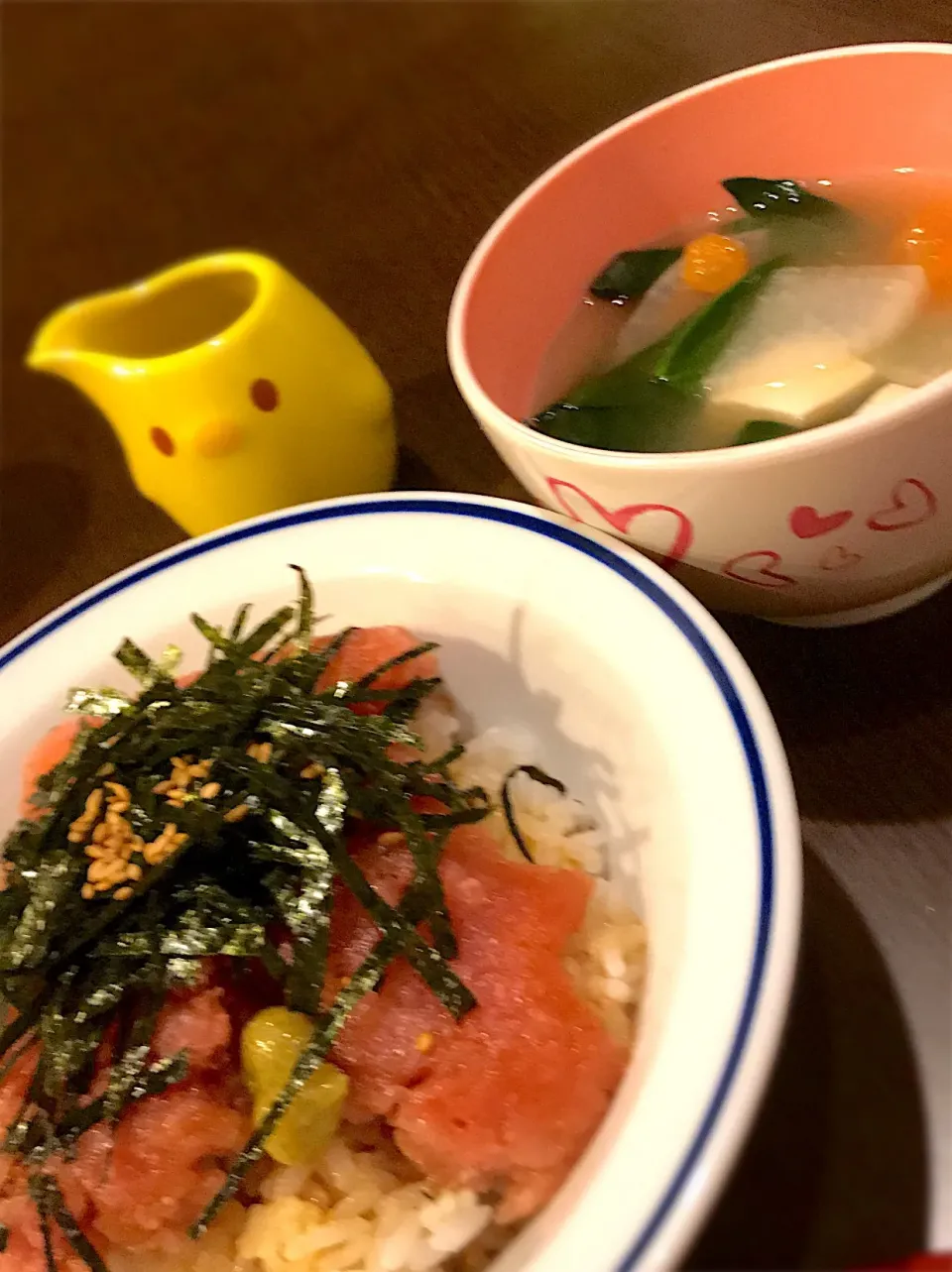 ネギトロ丼  豆腐と野菜のお味噌汁|ch＊K*∀o(^^*)♪さん