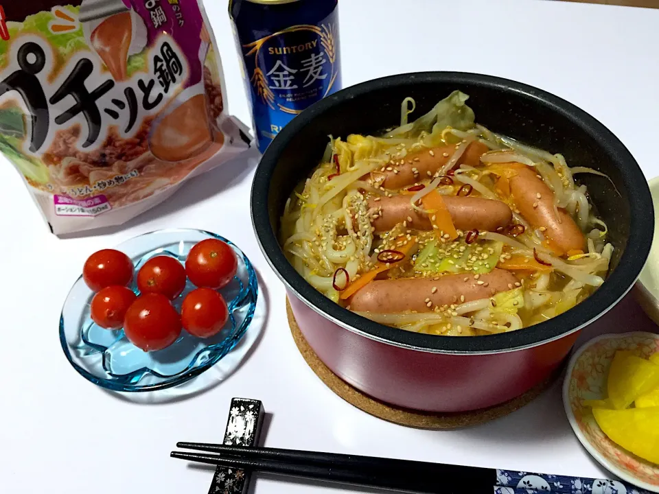 Snapdishの料理写真:今宵は、プチっと鍋🌶
#坦々ごま鍋
#うどん入り|Kojiさん