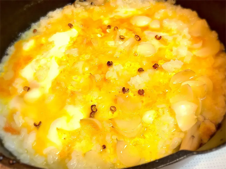 鶏団子鍋からの〜〜卵雑炊🥚花椒ヴァージョン🍲|ちまさん