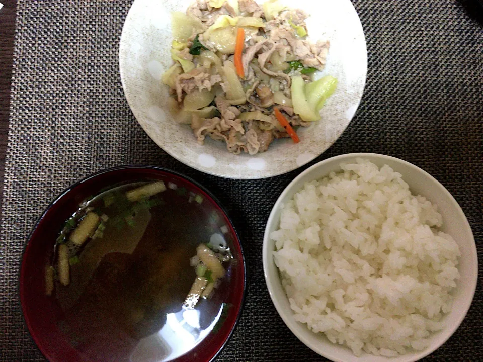 豚肉野菜炒め(ハーフ)ご飯|ばーさんさん