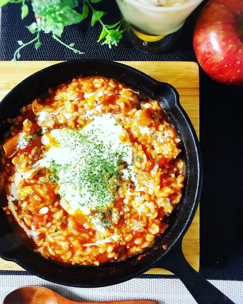 Snapdishの料理写真:#トマトチーズもち麦ご飯リゾット|マミさん